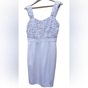 Kay Unger White & Gold silk dress NWOT 8